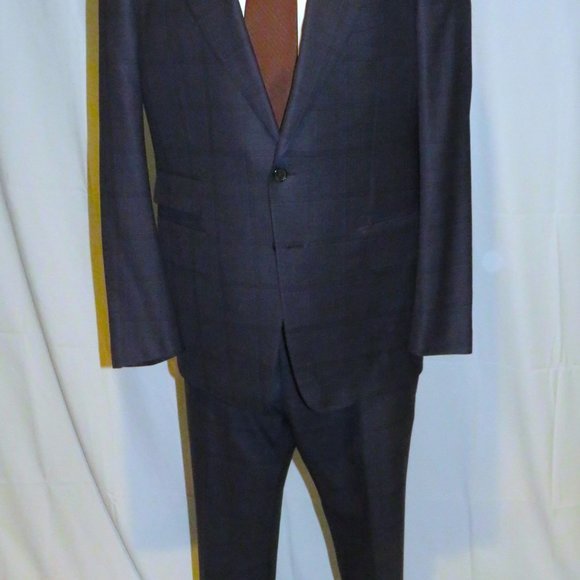 Tom Ford Blue Windowpane Plaid Current Two Button Suit 44R - Picture 2 of 16